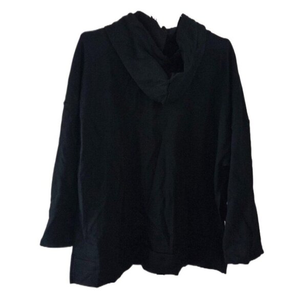 New Fisoew Women's Black Oversize Hooded Pullover Sweatshirt - Picture 2 of 2